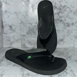SANUK FLIP FLOP SANDALS Womens Size 10 Black Yoga Mat Ebony YOGA